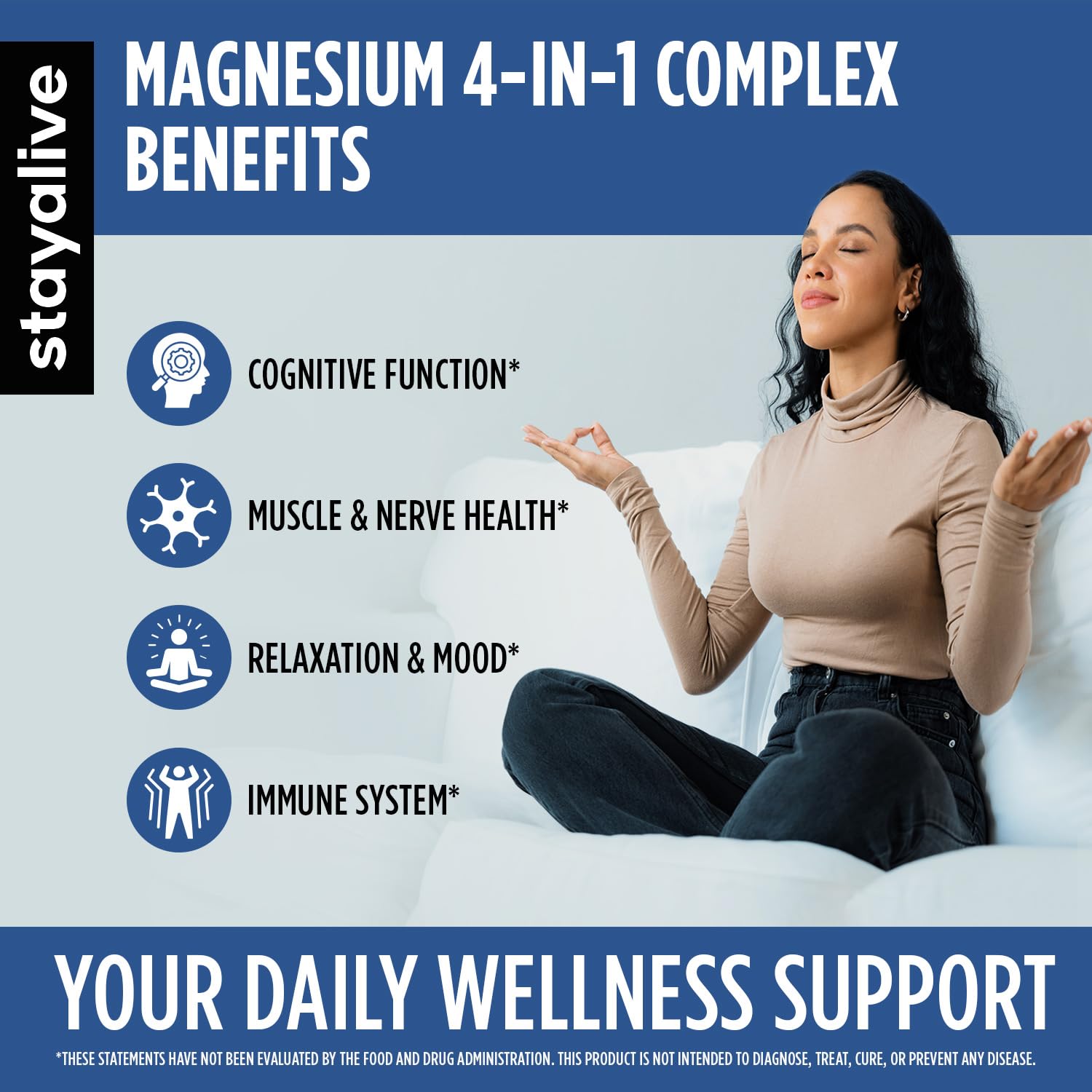 STAY ALIVE Magnesium L-Threonate Complex w/Citrate, Malate & Glycinate | Supports Brain Health, Memory & Better Sleep | Non-GMO & Gluten-Free Magnesium Supplement For Men & Women| 120 Capsules 1