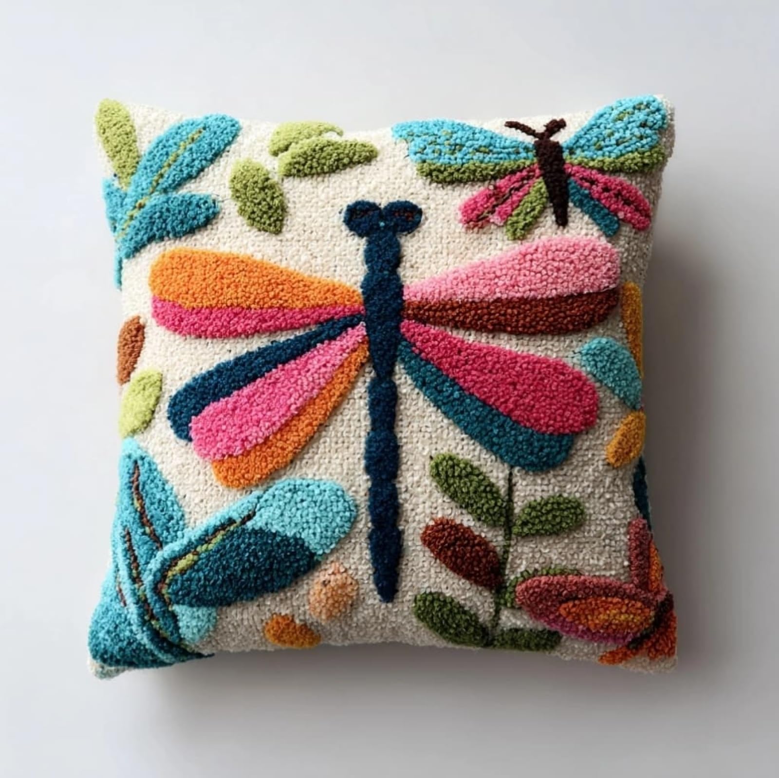 Wallustrioaw Cartoon Dragonfly Latch Hook Cushion Kit Pre Printed,