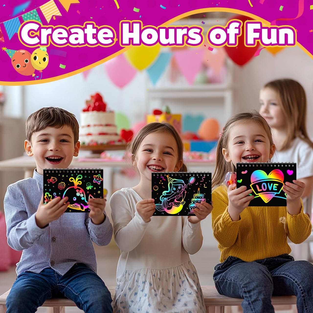 Party Favors for Kids 4-8-12: 24 Pack Scratch Rainbow Art Crafts Notebook, Coloring Book Goodie Bags Stuffers Kit, Bulk Birthday Gift Classroom Prizes Girl Boy Toddler