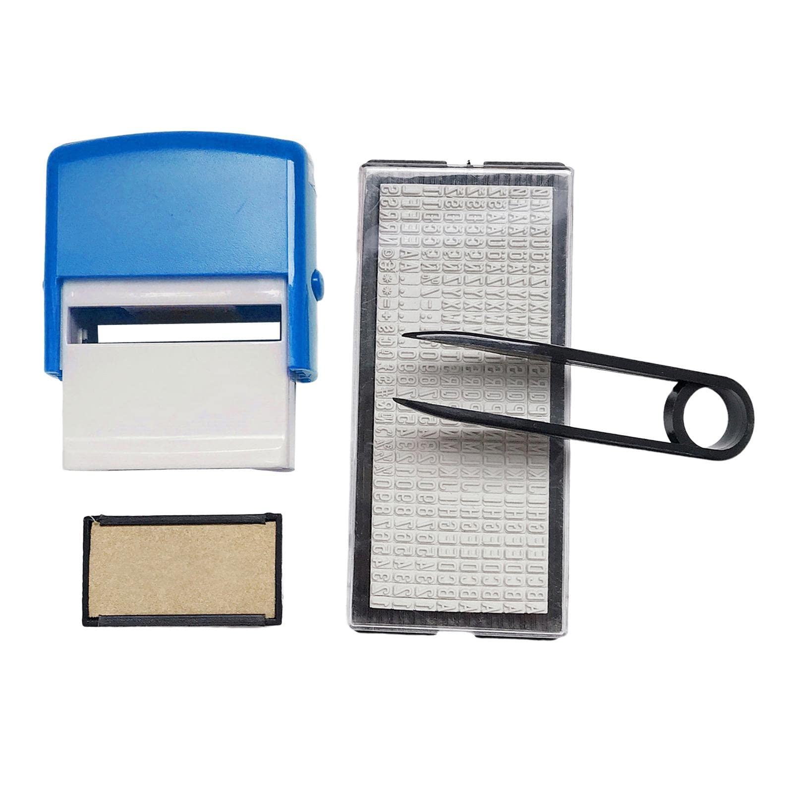 Set di 10 mini timbri in gomma personalizzati con lettere dell'alfabeto e numeri, per la casa, blu, 9 x 7 cm
