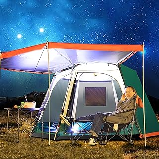 Tenda 5-6 pessoas/homem, barraca de acampamento, barraca pop-up à prova d'água com top Rainfly, fácil configuração com malha grande para ventilação, barraca hexagonal de camada dupla para acampamento caminhadas piquenique (cor: marrom) (verde)