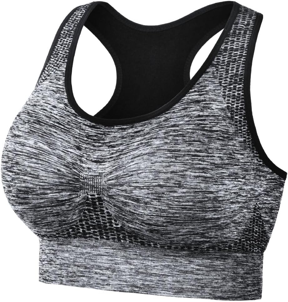 Racerback Sports Bra, Sports Bras for Women, Padded Seamless Activewear Bras, Seamless Sports Bra Wirefree Yoga Bra, Super Comfort Bra for Yoga Gym Workout Fitness