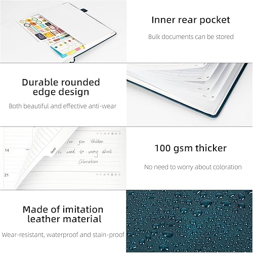 Miniatura 3 de Ospelelf Agenda de cuero 2024, calendario 2024, planificador de 12 meses, 8.5 x 11 pulgadas, de un vistazo, planificador semanal mensual 2024,