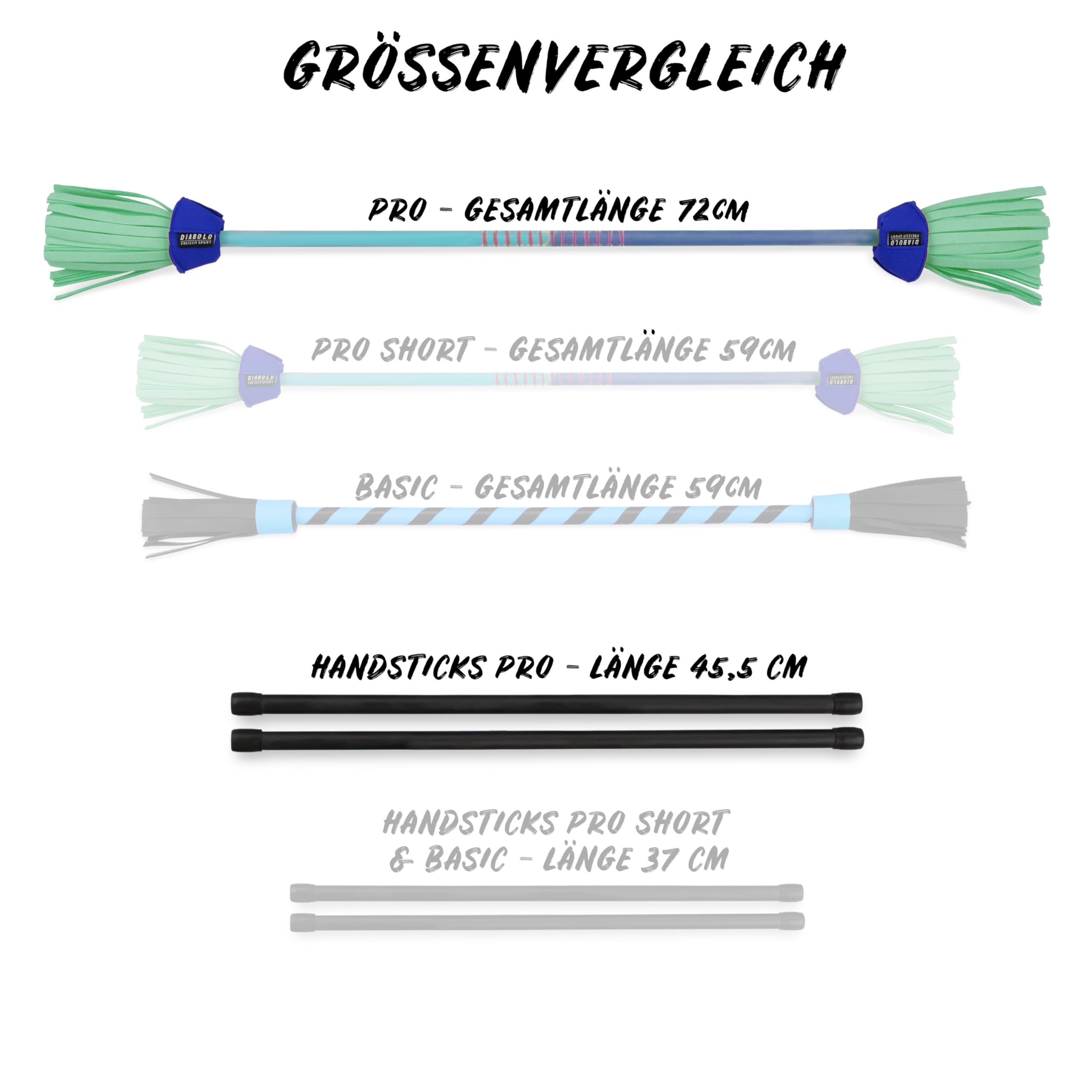 Diabolo Freizeitsport Flowerstick Pro Fiberglas UV reaktiv handbemalt blau-türkis