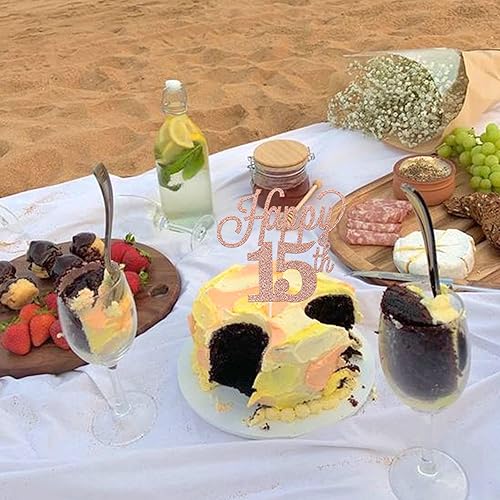 Miniatura 7 de 1 paquete de decoración para pastel de 15 años, purpurina negra, número 15, quince cumpleaños, decoración para felicitaciones a 15 años, cumpleaños,