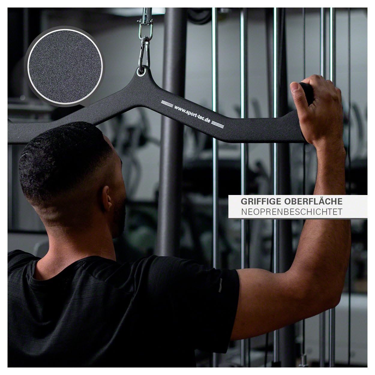 Sport-Tec ergonomischer Latzug- und Rudergriff, Seilzug Krafttraining Muskelaufbau Bizeps Curls, 80x10 cm