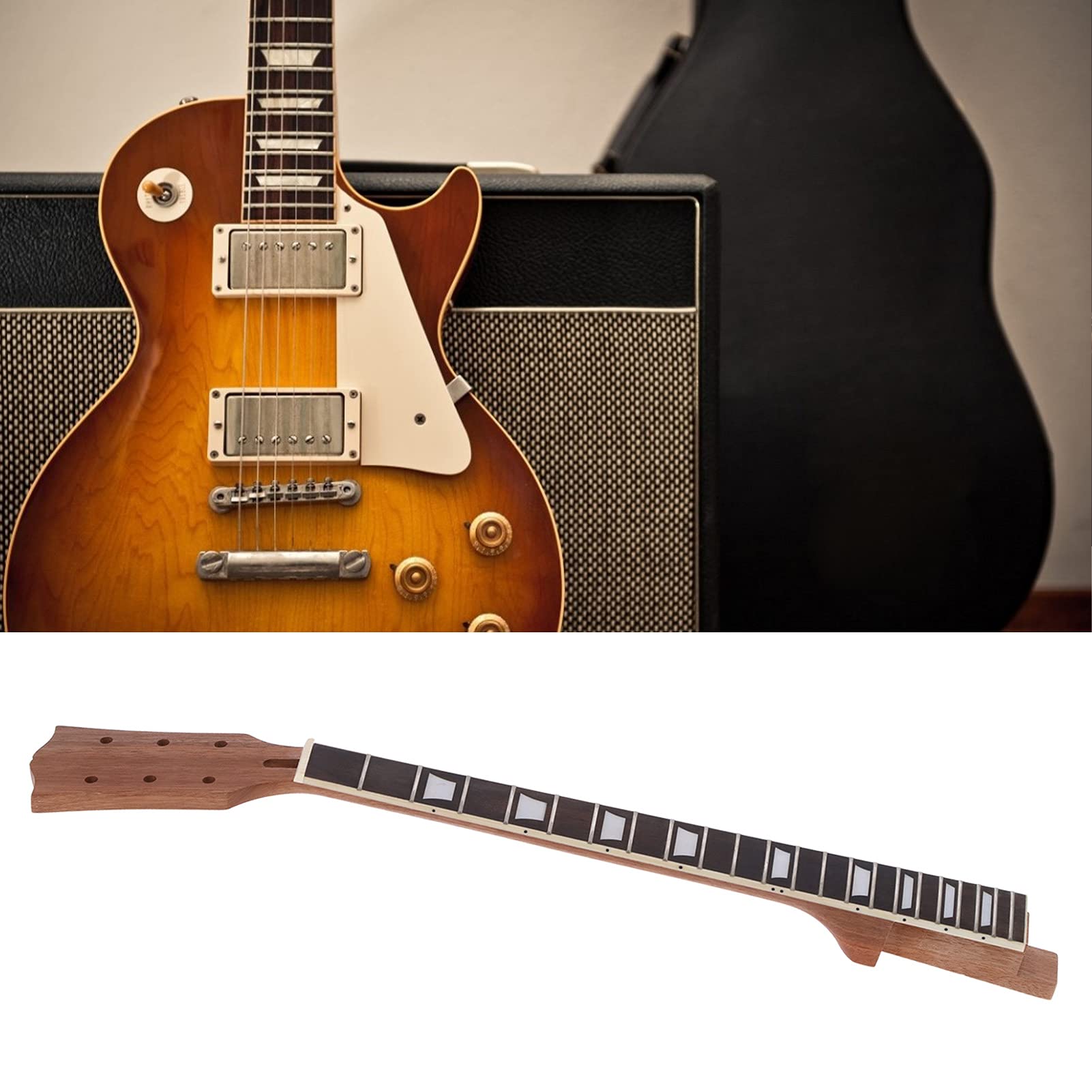 Naroote Parti di Ricambio per Manico di Chitarra Elettrica, Mogano da 65,5 Cm con Tastiera in Palissandro, Design a 22 Tasti per Appassionati di Chitarra Elettrica