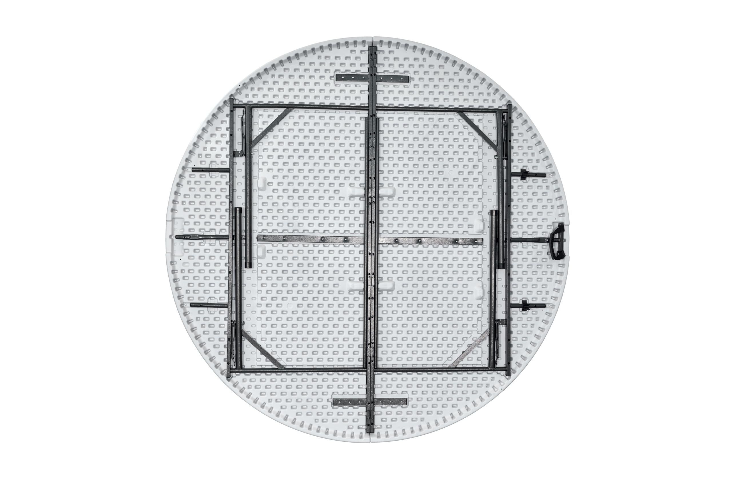 METRO Professional Tavolo da esterno pieghevole acciaio polietilene Ø 180 bianco/nero