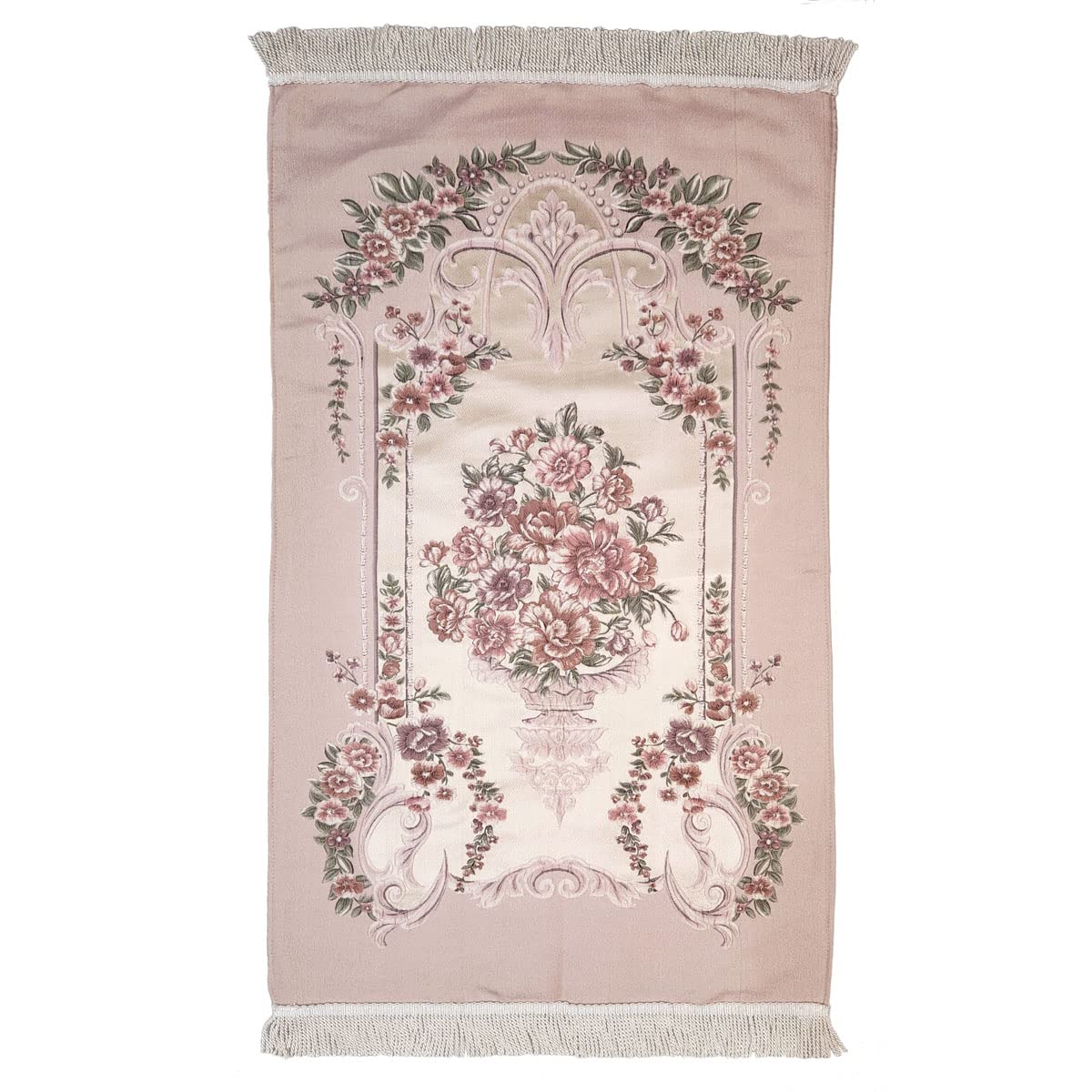 Museum Prayer Mat Fakhra With Gift Box Pink.Floral Design prayer Rug.سجادة صلاة تركية مزركشة بالورود مع علبة انيقه