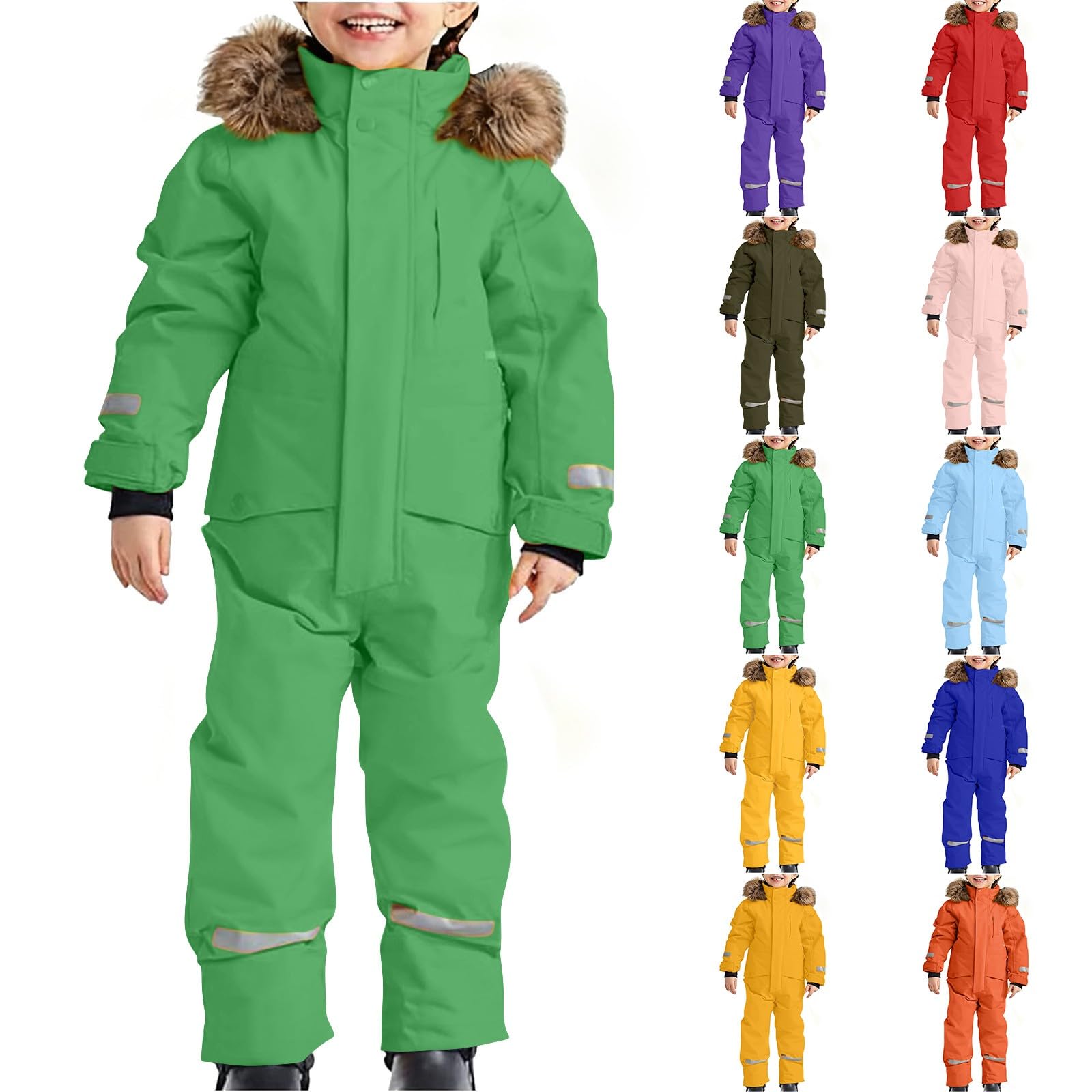 Combinaison de ski thermique pour filles et garçons - Combinaison d'hiver chaude et coupe-vent avec capuche amovible - Combinaison d'extérieur Softshell épaisse