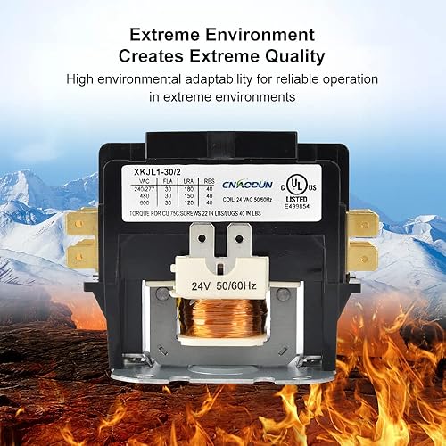 Miniatura 4 de Contactor HVAC, CNAODUN 30 Amp 24V bobina 2 polos aire acondicionado Contactor compatible con condensador, compresor, aire acondicionado, sistemas