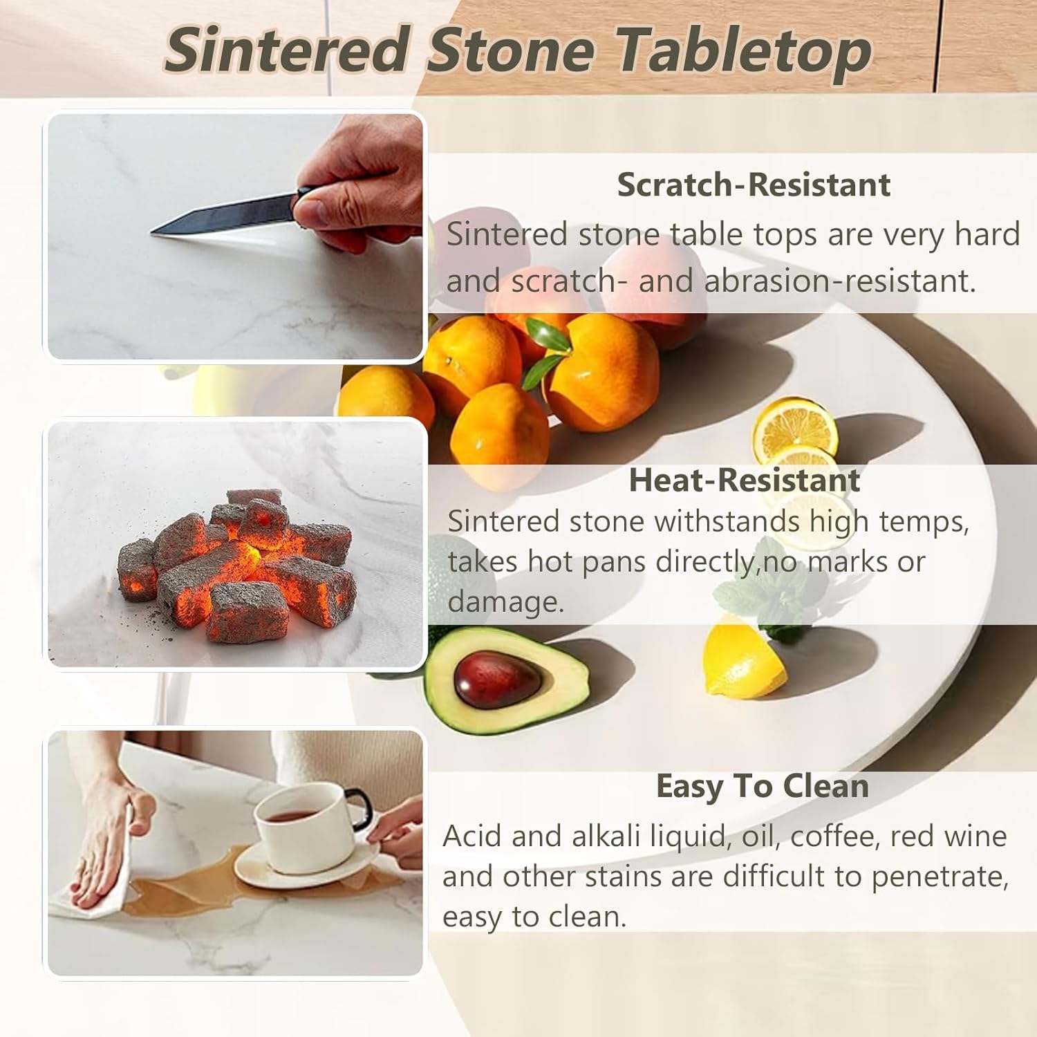 Lazy Susan Turntable 32" Inch - 360° Silent Rotating Anti-Slip Base Multi Color Rock Slab Marble Texture Serving Tray, Heavy Duty Modern Centerpiece for Dining Table Kitchen Top Coffee Table Outdoor