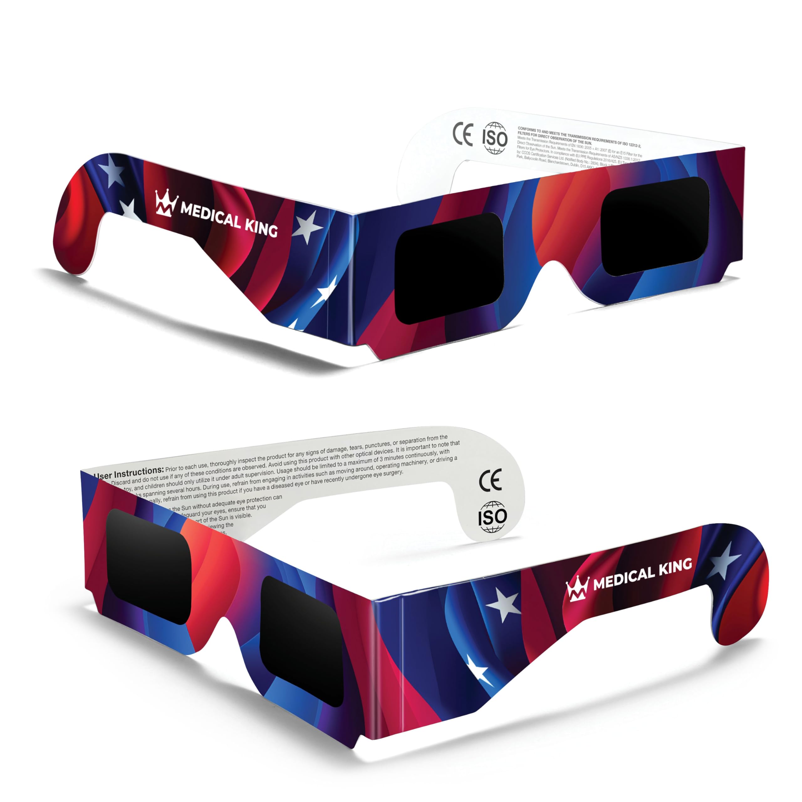 Medical king Solar Eclipse Glasses AAS Approved 2024 (2/5/10/20/60 Pack) CE and ISO Certified Safe for Direct Sun Viewing