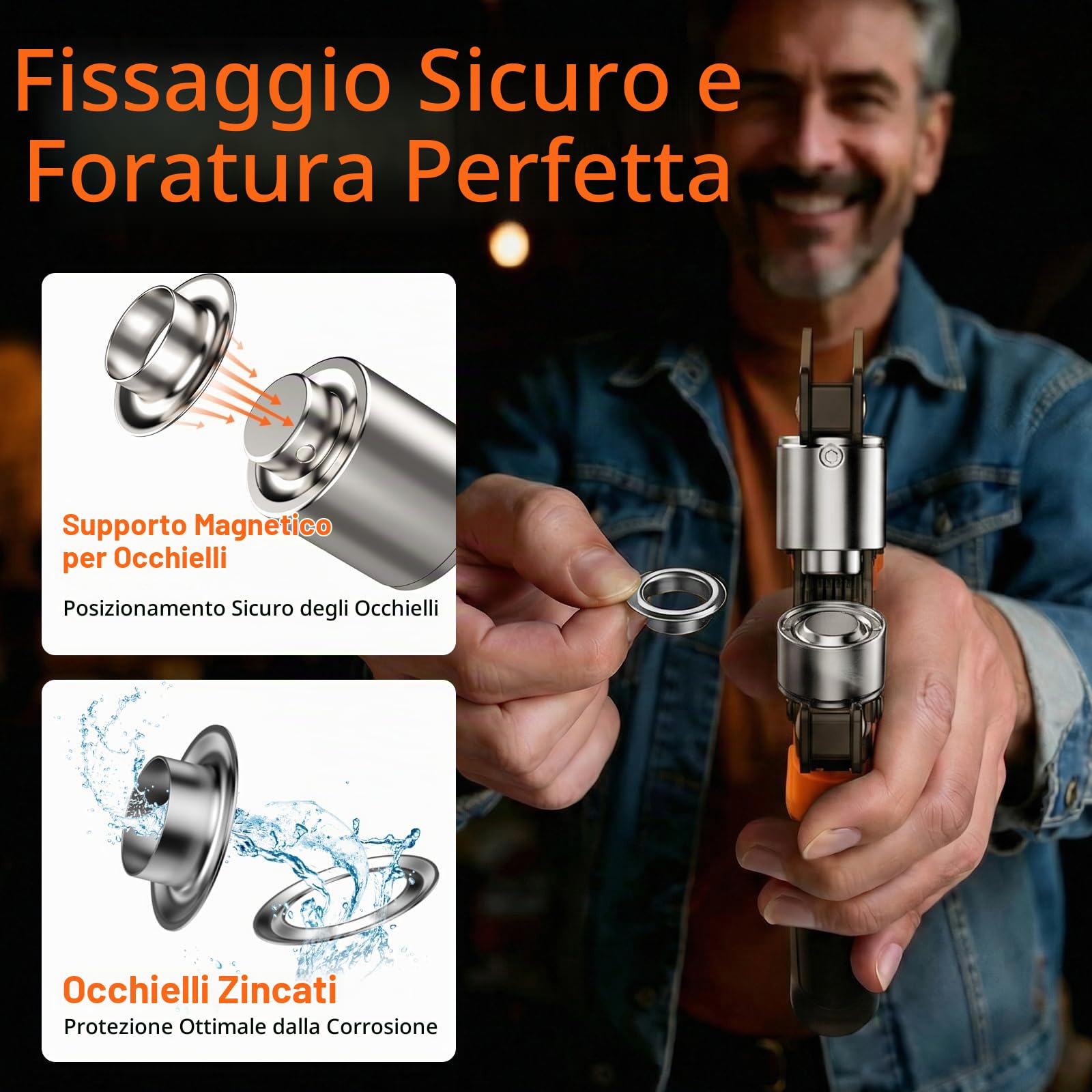 Occhielli Per Tessuti，Pinza Per Occhielli Metallici，375 Pinza Per Occhielli Metallici (ø6mm, ø8mm,ø10mm E ø12mm) Per Pelle Telone Cartone Pvc Tessuto E Tende Da Sole
