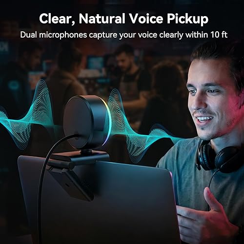 Miniatura 7 de EMEET Cámara web S600L 4K para transmisión con luz de anillo, 4 modos de iluminación, efecto arcoíris, sensor de 1/2 pulgada, imágenes AI, 0.2S