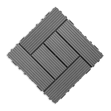 Rosetta Wooden WPC Gray Colour Interlocking Deck Tiles Waterproof Outdoor Flooring for Garden, Poolside Indoor/Outdoor, Backyards, Terrace etc Design-2 (Pack of 6)