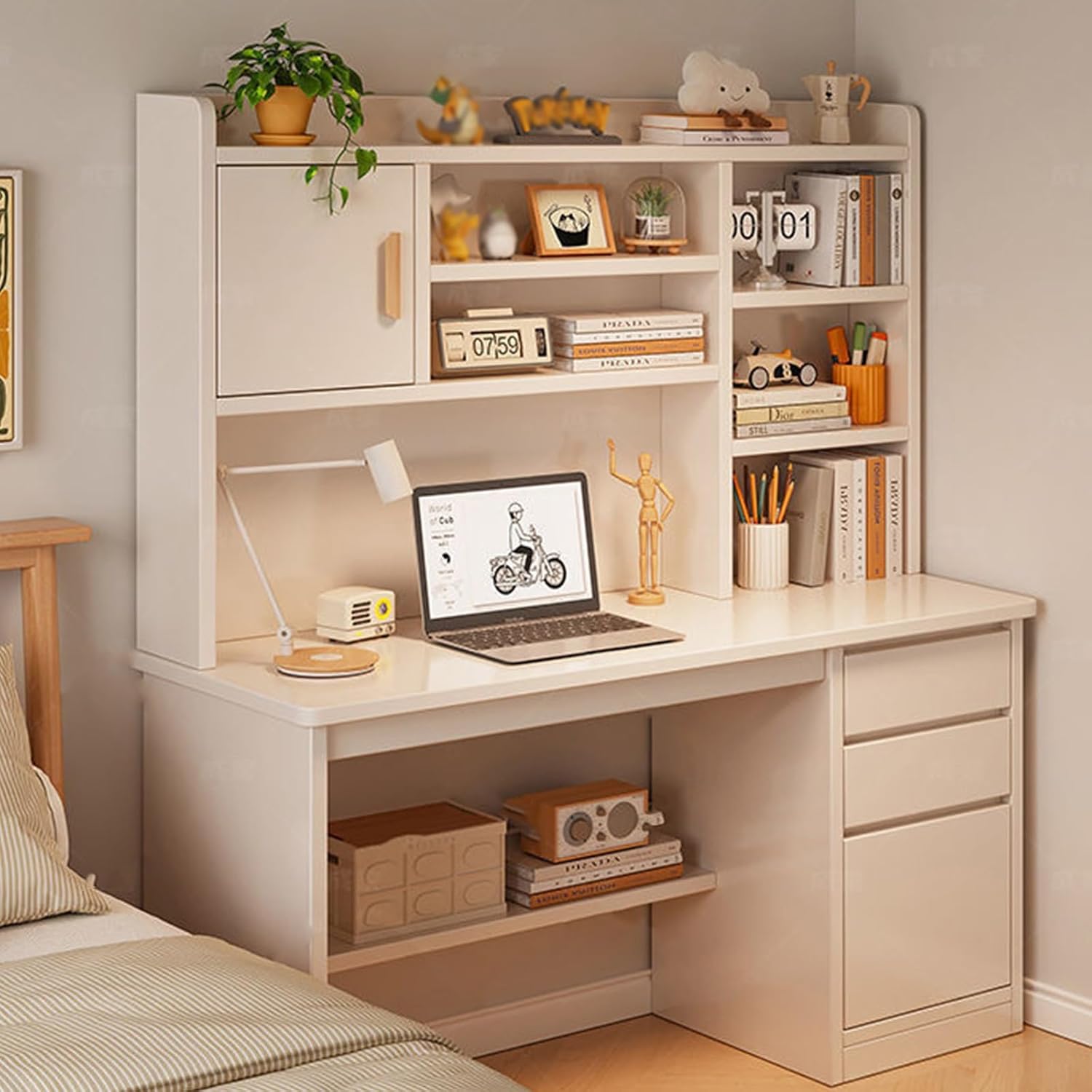 美品】ニトリ システムベッド デニッシュ 本棚 単品 ベージュ 収納 A4