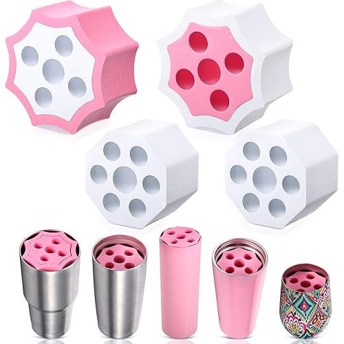 Cup Turner Foams Tumbler Spinner Foams 2 Styles 4 Pieces Replacement Turner Foam Insert for 1/2 Inch PVC Pipe, Fit for 40 oz, 30 oz, 20 oz, 16.9 oz, 10 oz Tumblers Bottles Cups Tumbler Spinner (White)