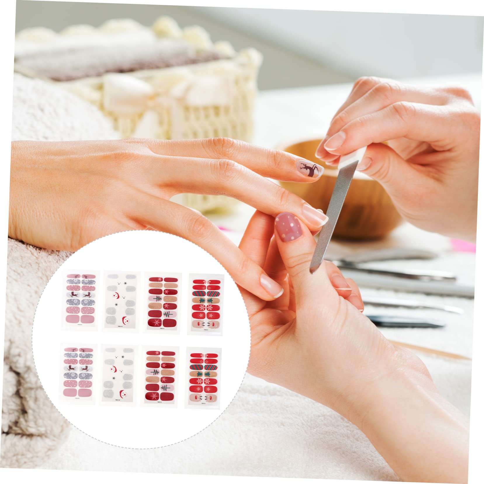 Healeved 24fogli Adesivi Per Unghie Natalizi Di Wraps Decorativi Per Unghie Design Festivo Per Nail Art Perfetti Per Natale e Feste Facili Da Applicare e Rimuovere