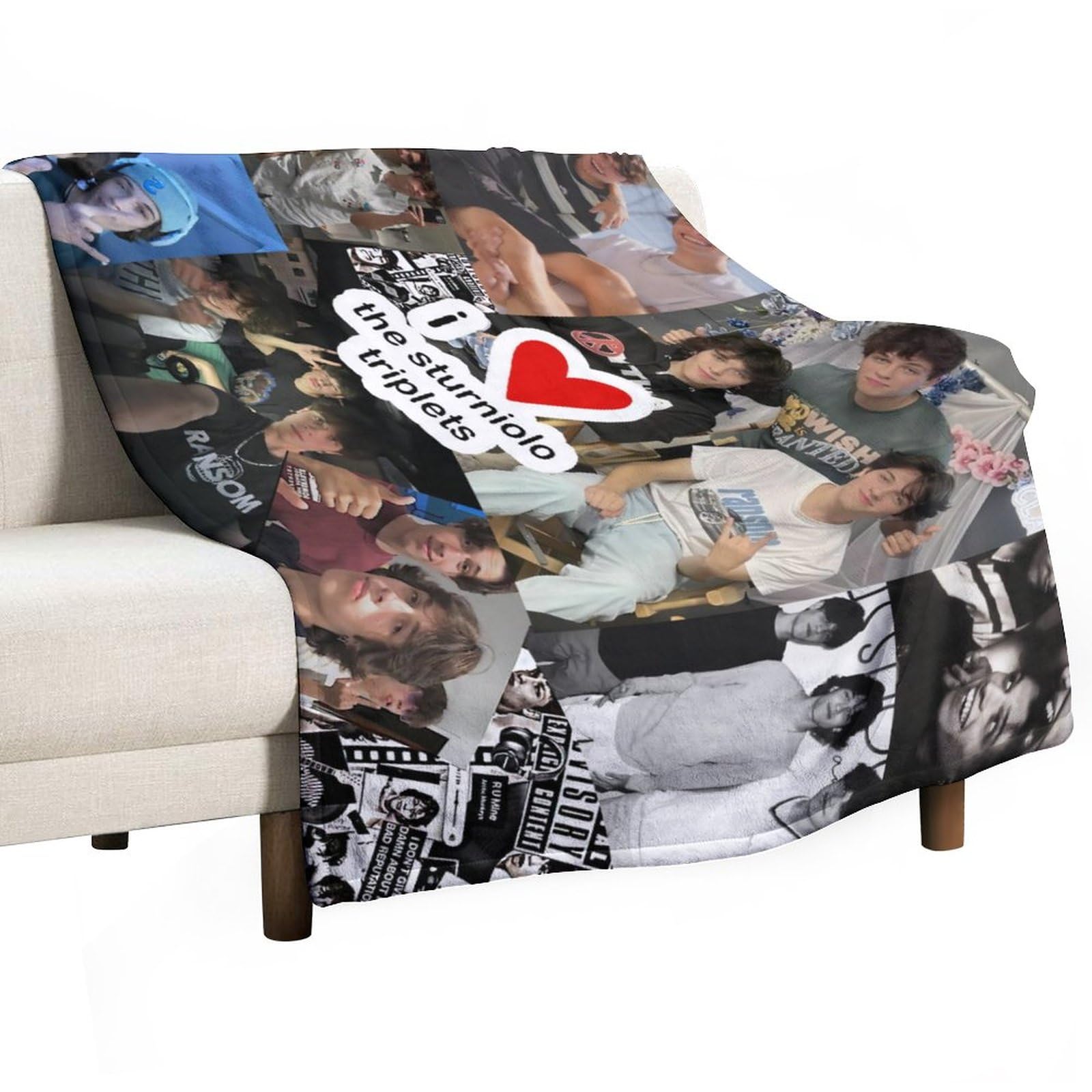 USCOYICDUSCOYICD Sturniolo Triplets Throw Blanket Chris Matt Nick Photo Collage Blanket for Bedroom Bed Living Room Sofa Couch