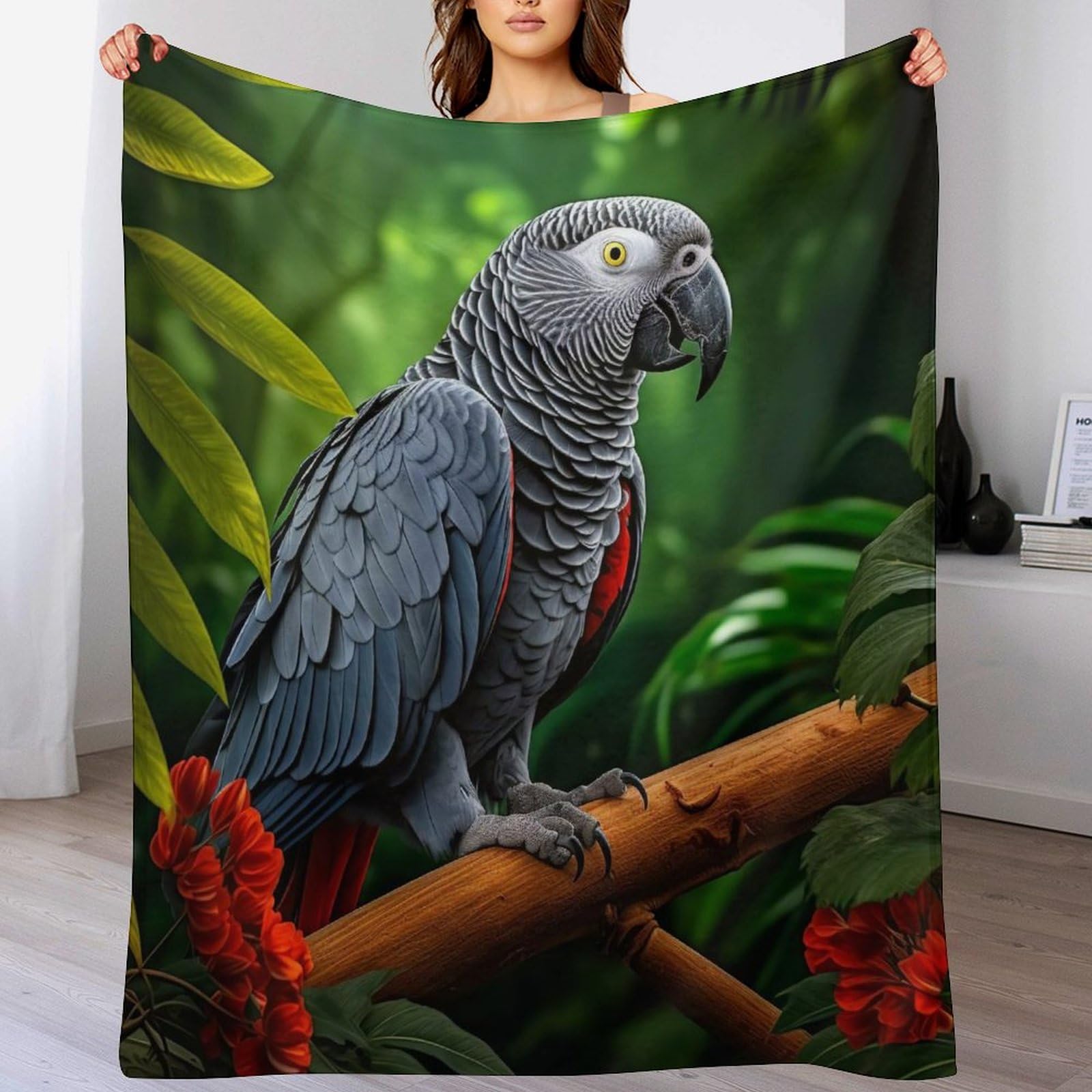 Couverture flanelle perroquet 130x150cm douce et thermorégulatrice