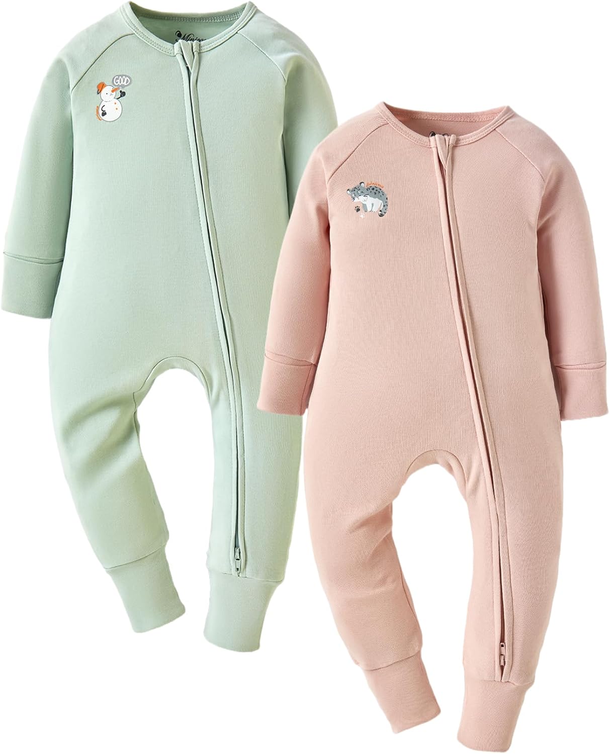 Baby 2-Pack Long Sleeve Romper with Zipper for 0-24 Months