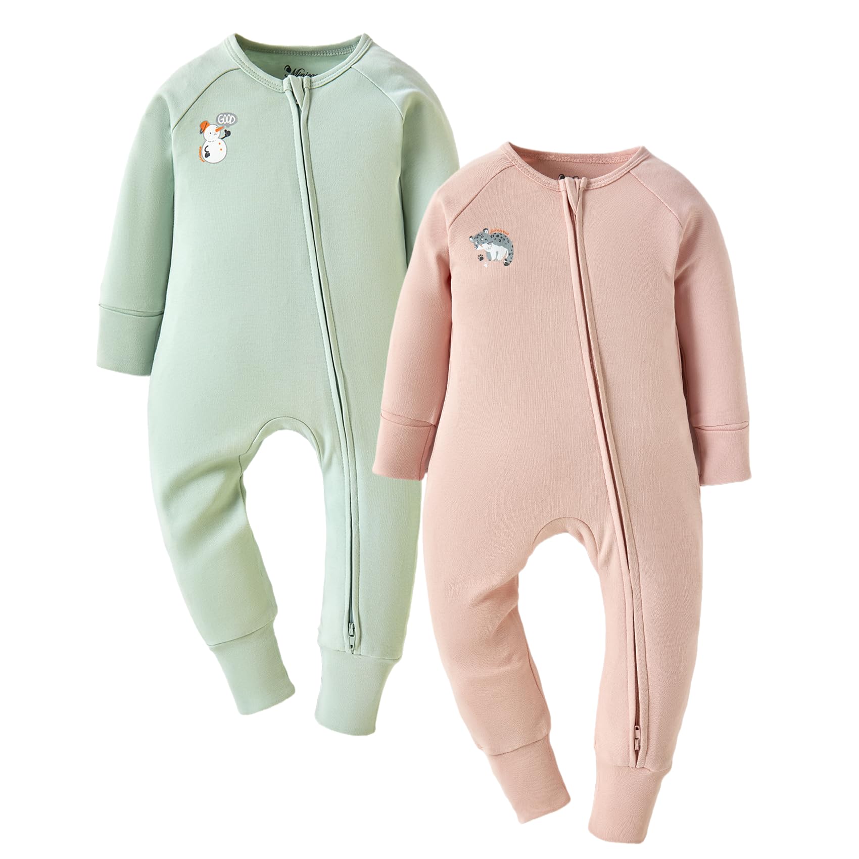 Baby 2-Pack Long Sleeve Romper with Zipper for 0-24 Months