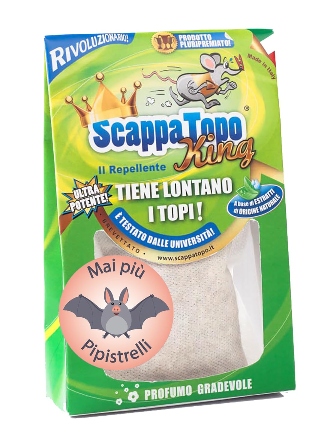 SCAPPATOPO IL BIO-REPELLENTE KING Pipistrelli da 100gr. Repellente Ecologico – Liberi dai pipistrelli in Modo Naturale - Repellente naturale (2 PEZZI)
