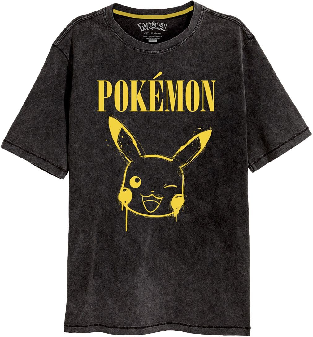 Pokémon Pikachu Hombre Camiseta Negro XXL 100% Algodón Vorne Bedruckt Regular