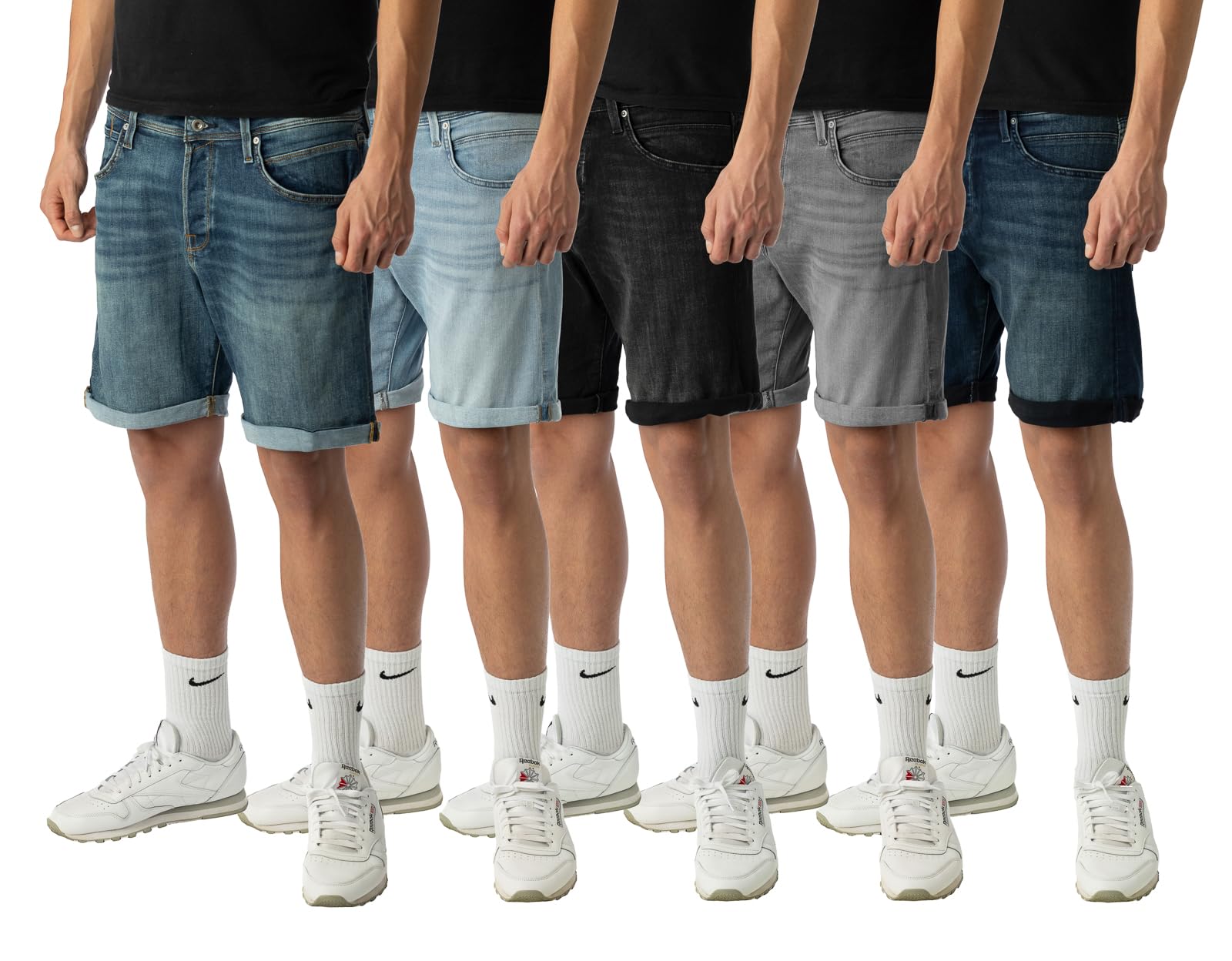 JACK & JONES Jeans Shorts Hose JJIRICK JJICON Shorts 4 Farben S-XXL, Farbe:Black Denim/Schwarz, Größe:M