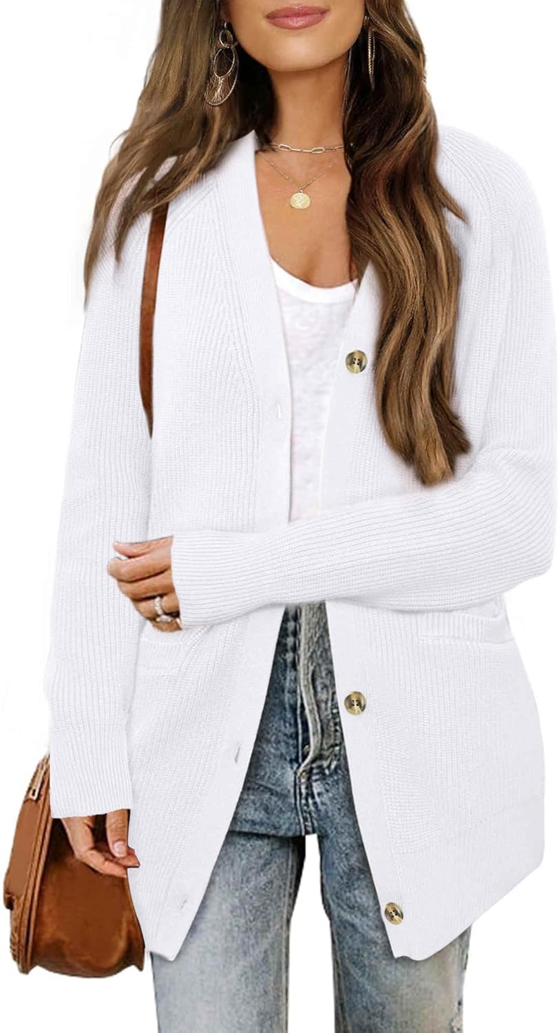 Allegra K Cardigan Sweaters for Women 2025 Fall Fashion Open Front Button Down Pockets Knit Sweater Casual Long Cardigans