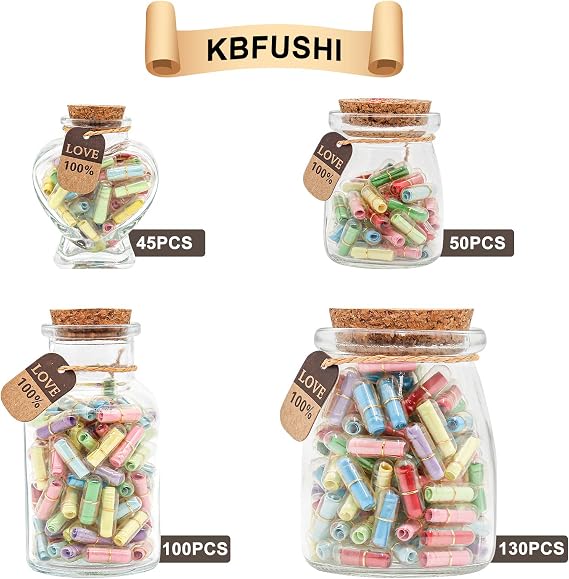Capsule Letters Message in a Bottle - Love Letter for Valentine's Day, Birthday - Cute Things Gifts for Boyfriend/Girlfriend (Mixed Color 80pcs)