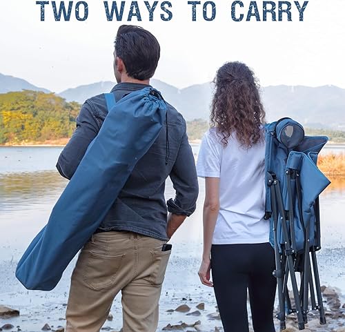 Miniatura 7 de Portal Sillas de campamento con calefacción para adultos, para deportes al aire libre, silla de césped plegable de gran tamaño con respaldo alto,