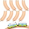 Liliful Pack of 8 Wood Train Track Expansion Packs| Compatible with Most Train Tracks| Train Tracks Curved