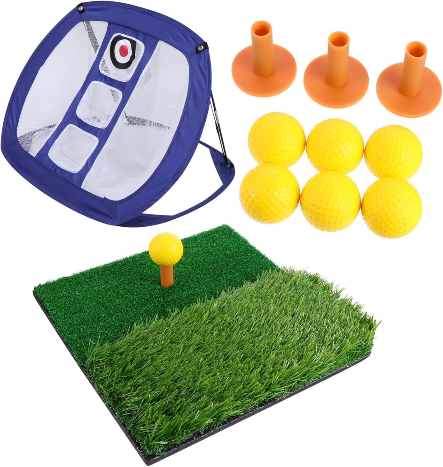 1set Nylon Golf Practice Net Set Portable Hitting Mat Tee and Pu for Training Compact Design for Easy Storage and Transport