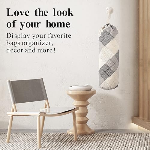 Miniatura 5 de Soporte para bolsas de plástico, dispensador organizador de bolsas de plástico de montaje en pared, soporte de almacenamiento de bolsas de