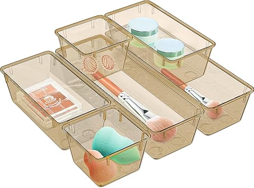 Miniatura 16 de WOWBOX Paquete de 12 organizadores de cajones transparentes, bandejas de almacenamiento de cajones de acrílico, contenedores de almacenamiento para