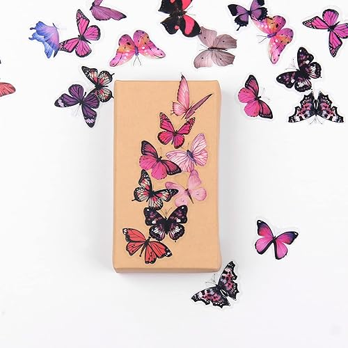 Miniatura 5 de Calcomanías de flores y mariposas para álbumes de recortes, paquete de 160 unidades, calcomanías decorativas transparentes de naturaleza para