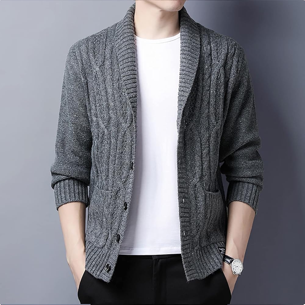 Amazon.com: utcoco Men's Open Front Cable Knit Cardigan Shawl