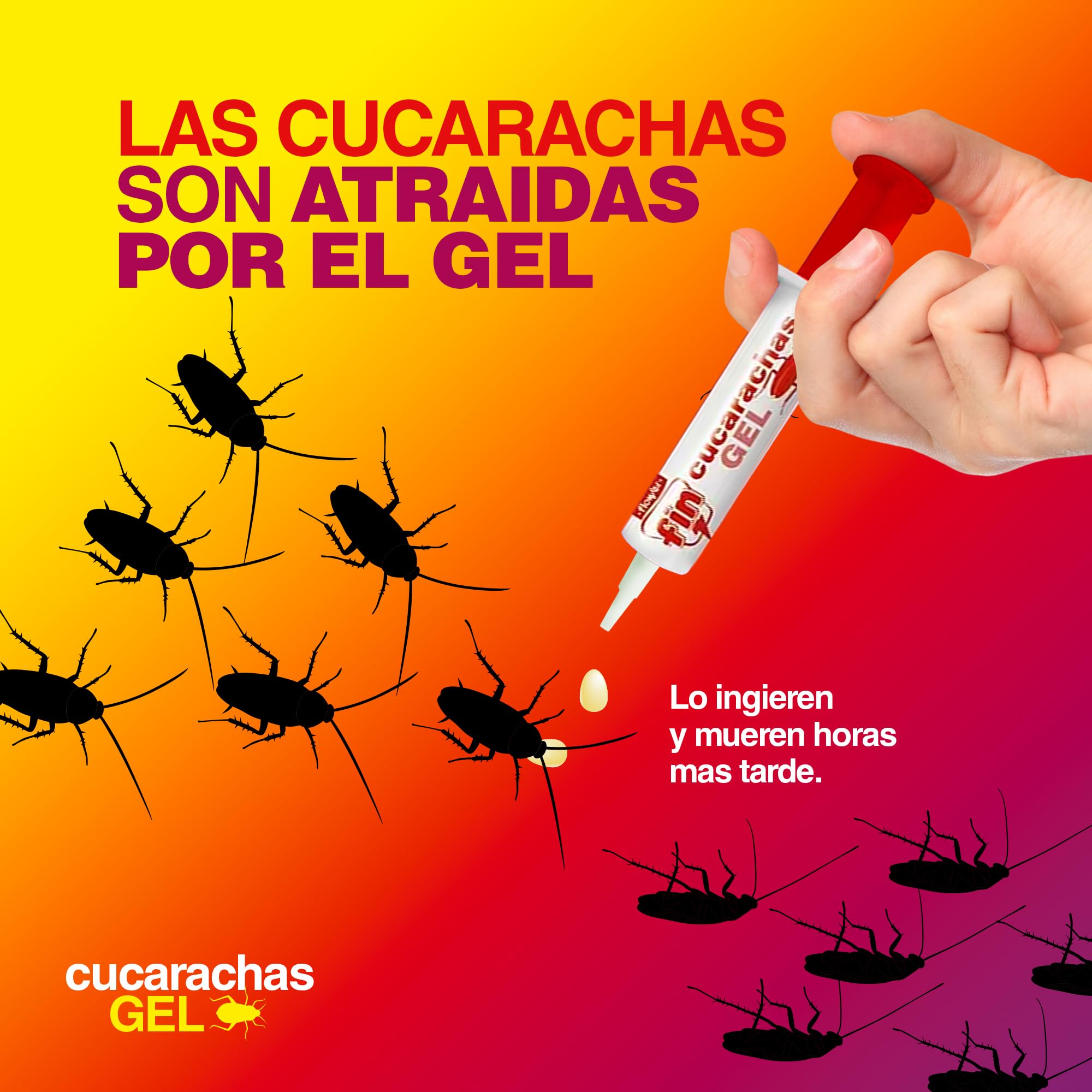 FLOWER x 6 Insecticida Anti Cucarachas Formato Jeringa 10 gr | Jeringuilla Anticucarachas Eficaz Elimina y Mata Cucaracha | Gel Atrayante y Duradero | Interior y Exterior | Aplicación Fácil y Segura