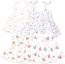 Kidbea® 100% Extra Soft Muslin Cotton Frock Baby Girls Dress for Summer Wear | Multiple Cute Prints Newborn & Infants