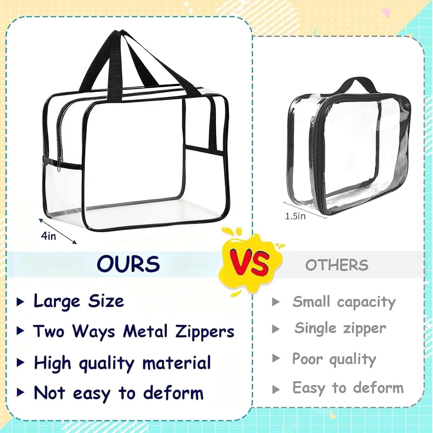 Toy Storage Box, Zipper Organizer, 30x22x10cm, Puzzle Storage Bags, Book Pouch Case, Large Capacity Set, For Preschool, Kindergarten, Playroom