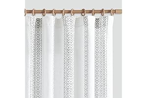 Jinchan Boho Grey Linen Curtains 84" Long Farmhouse Style Curtains Bedroom Curtains