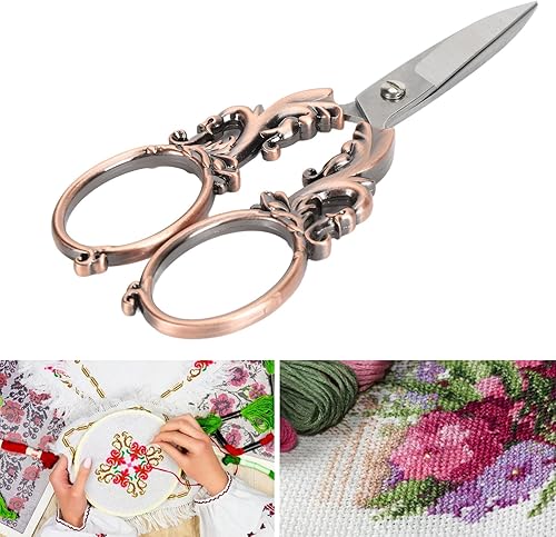 Miniatura 5 de Tijeras de costura con patrón de flores, tijeras vintage de acero inoxidable, tijeras de sastre para bordar, tijeras europeas para manualidades,