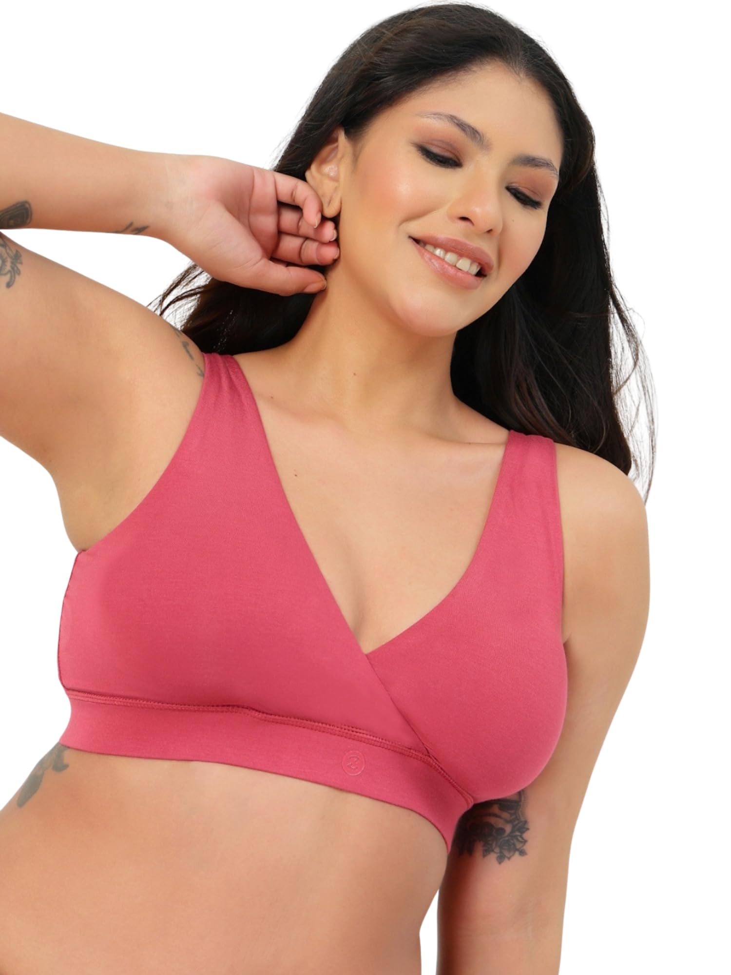 Maternity Padded Bra | Removable Cups, Broad Waistband | Soft Stretchable Modal Fabric | Easy Pull Nursing Bra for Pregnancy and Breastfeeding-image-7