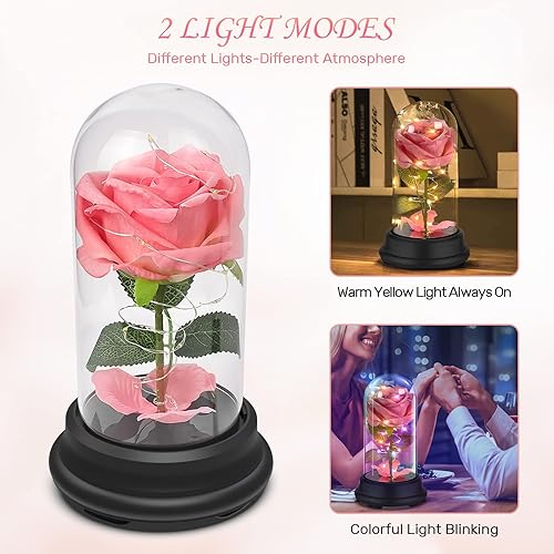 Miniatura 3 de Deluxsa Regalos de rosas para mujeres, regalos de San Valentín para ella, regalos de cumpleaños para mujeres, flores artificiales iluminadas