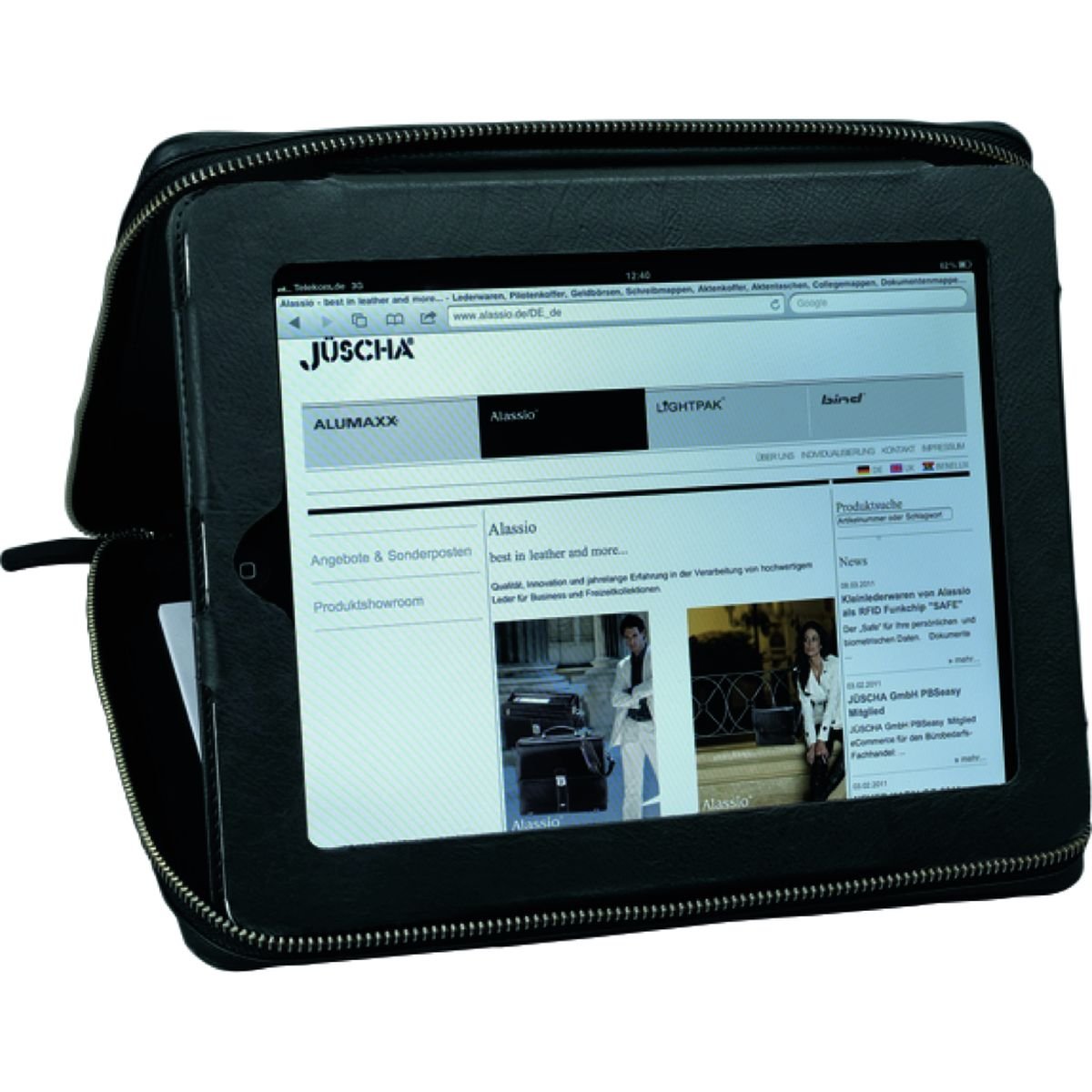 Alassio iPad Organizer, Echtleder, inkl. Block, schwarz