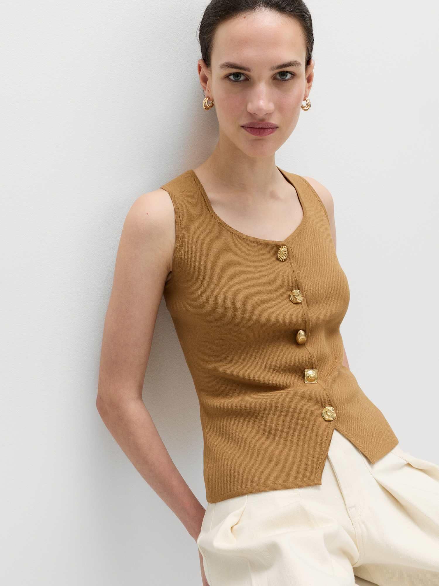 Marks & Spencer Donna Gilet vestibilità Slim con Bottoni Frontali