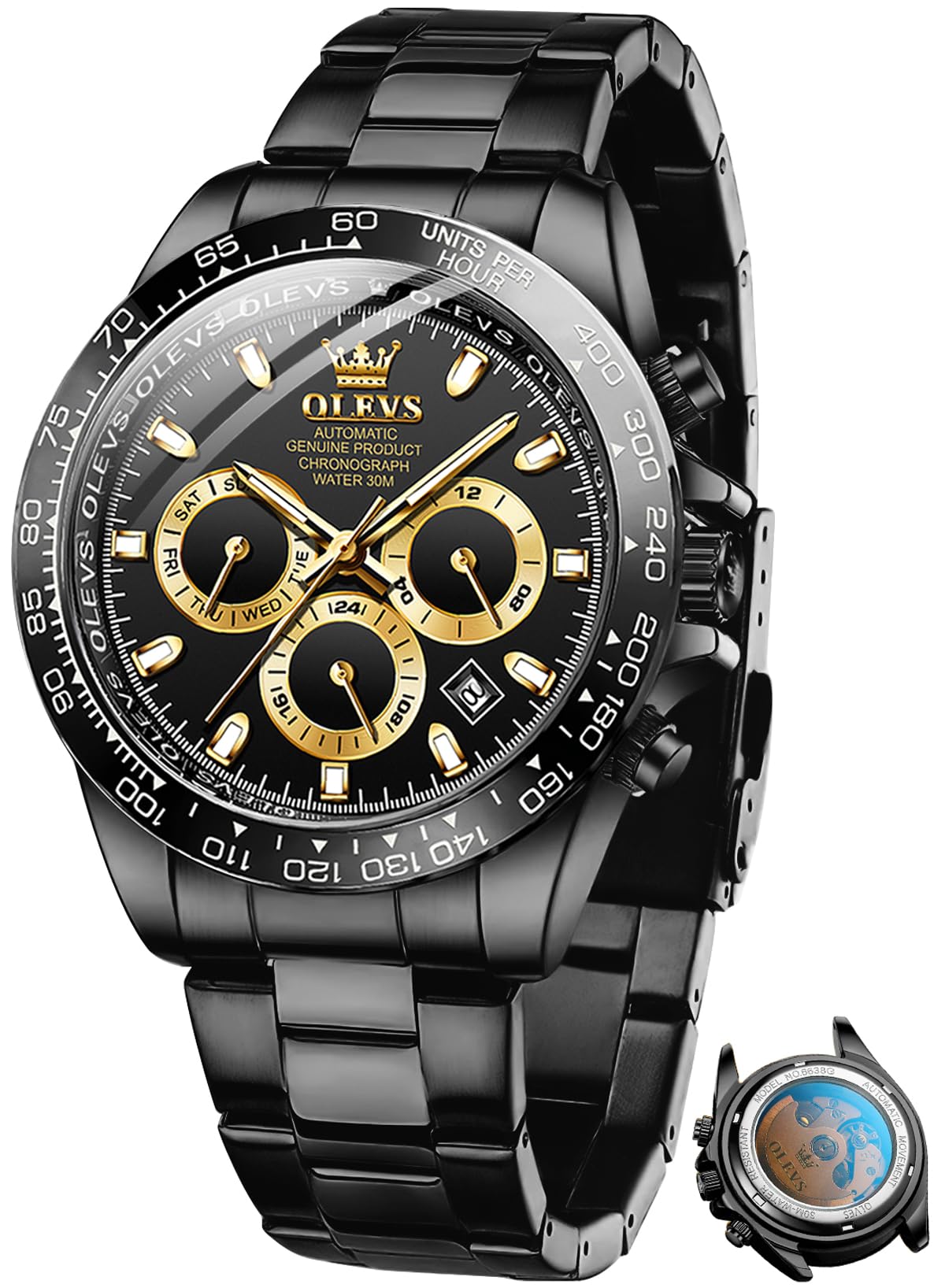 Automatic Gold Watches for Men Luxury Classic Stainless Steel Calendar Luminous Waterproof Watches for Men