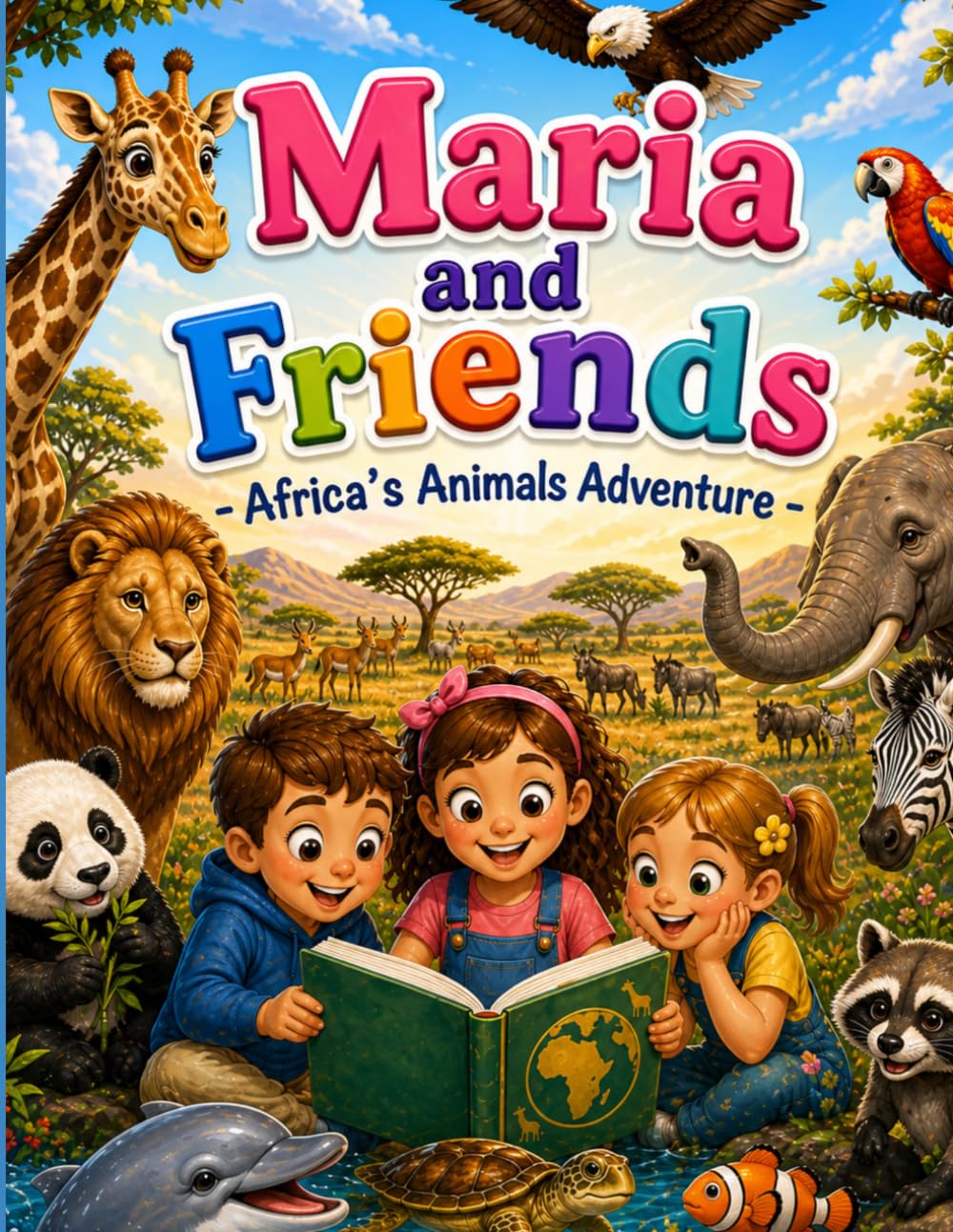 Maria and Friends – Africa's Animal Adventure: Explore African Animals with Stories, Real Images & Coloring Pages | Educational Book for Kids Ages 4–8 (186 Pages)